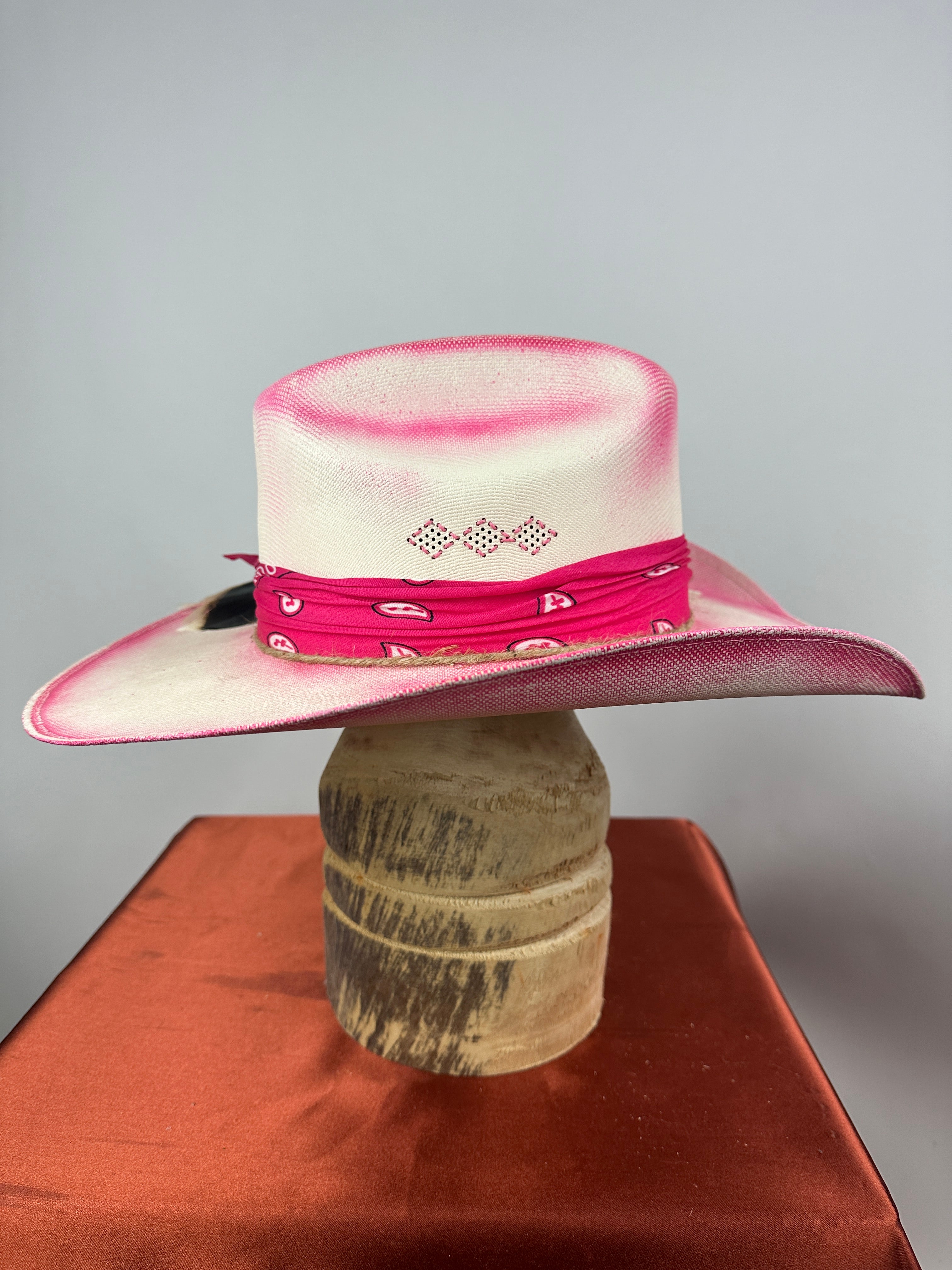 Natural & Pink Straw Western