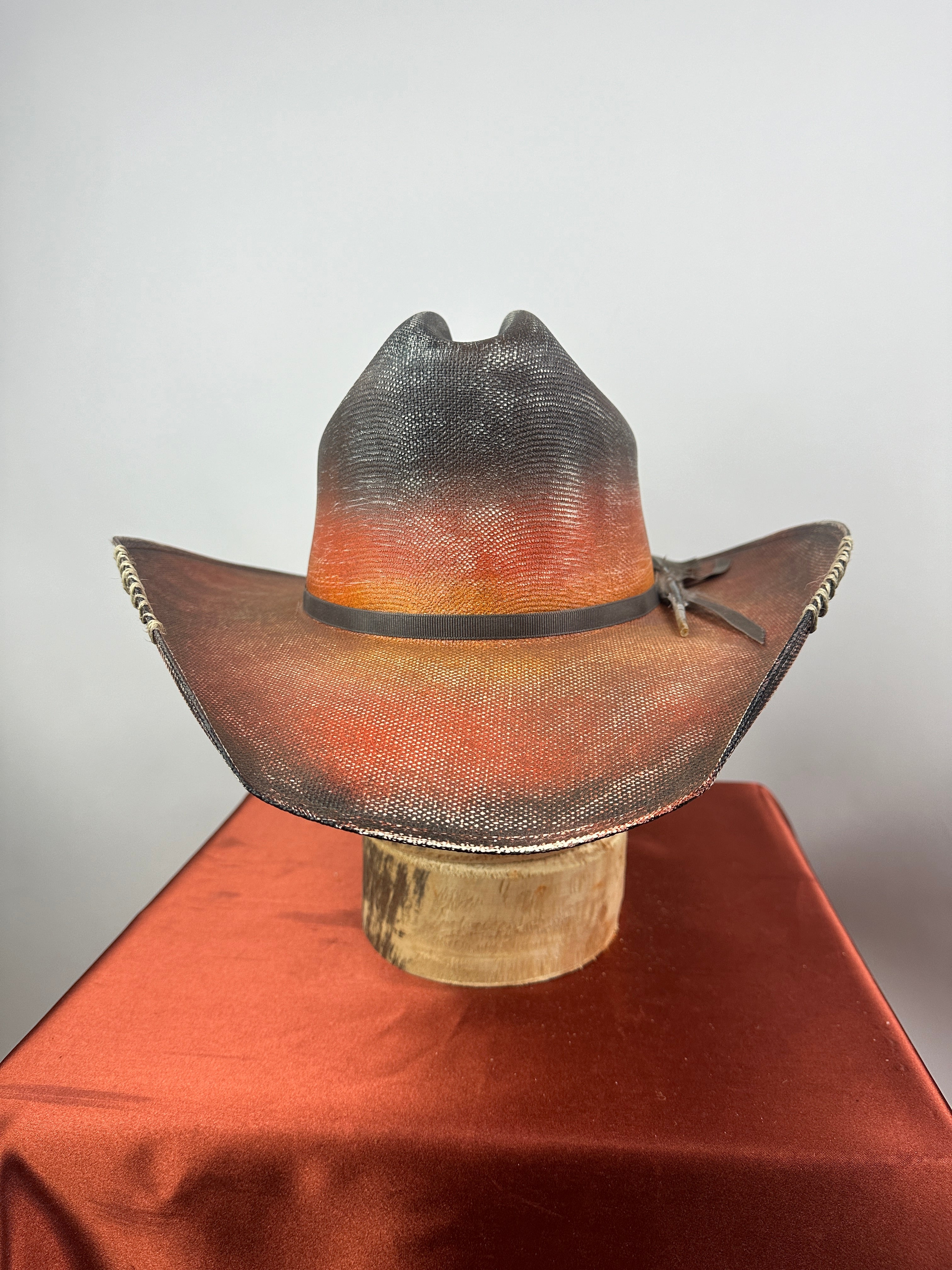 Black & Orange Straw Western 7 5/8