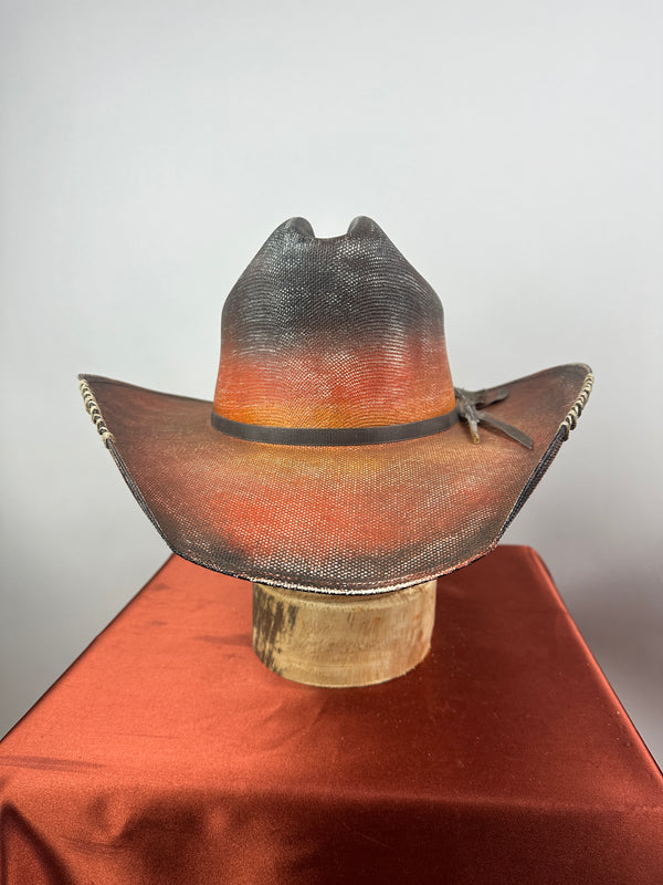 Black & Orange Straw Western 7 5/8