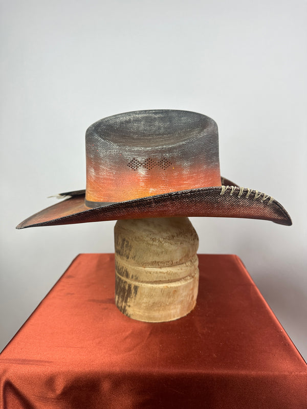Black & Orange Straw Western 7 5/8