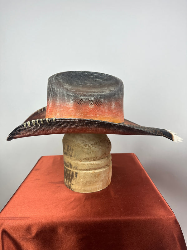 Black & Orange Straw Western 7 5/8