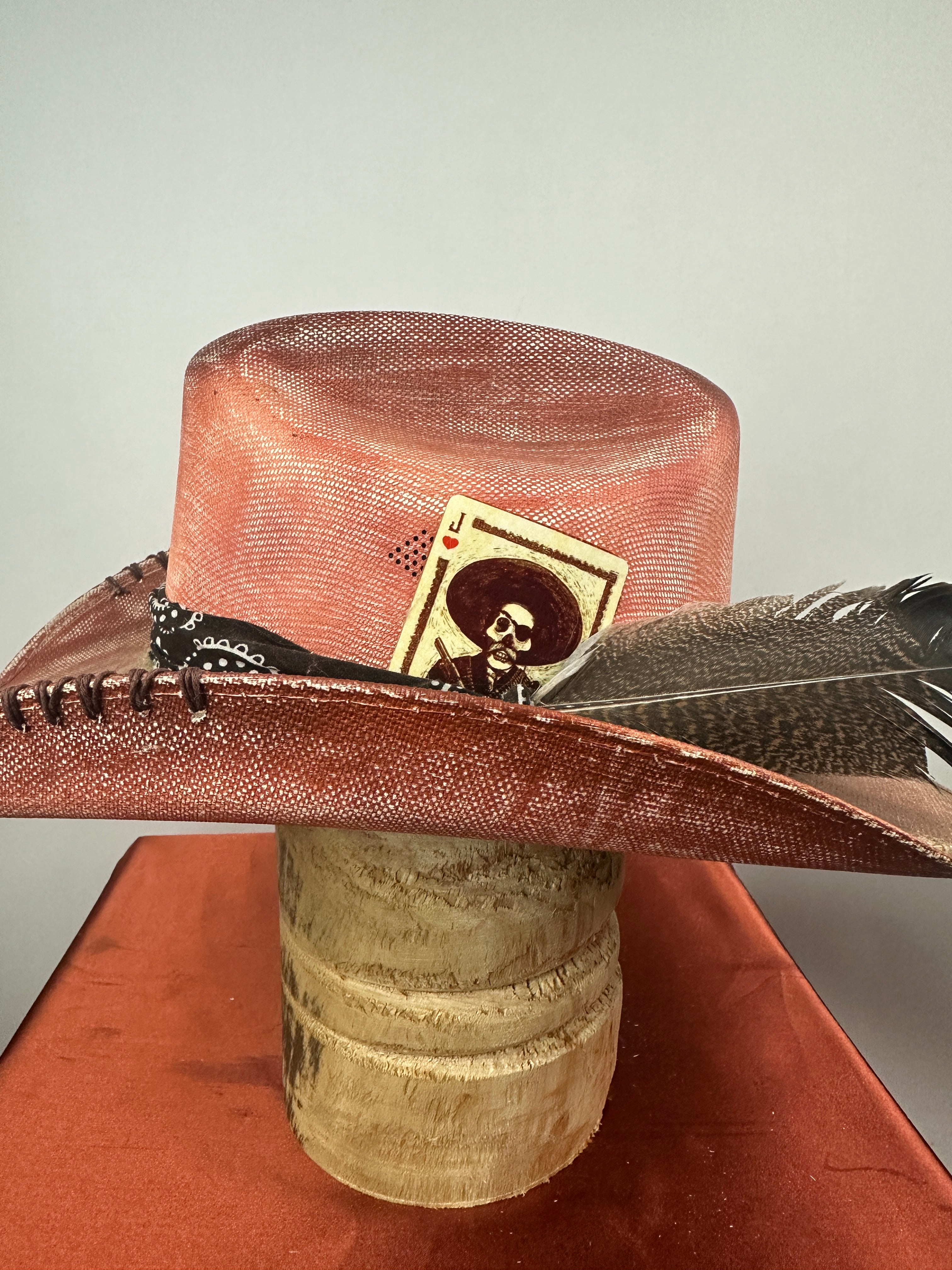 Orange Distressed Straw Western