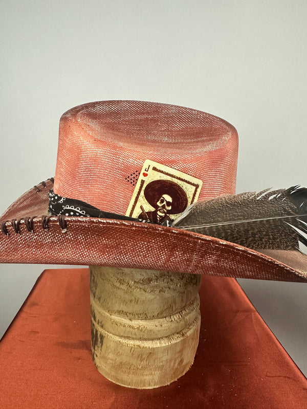 Orange Distressed Straw Western