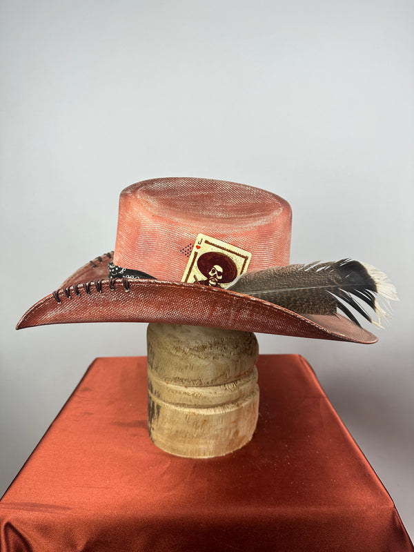 Orange Distressed Straw Western