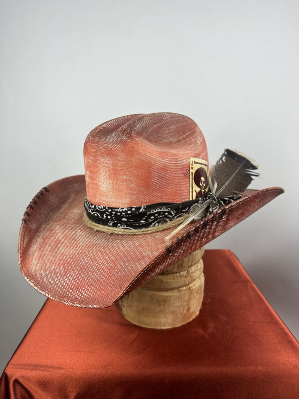 Orange Distressed Straw Western