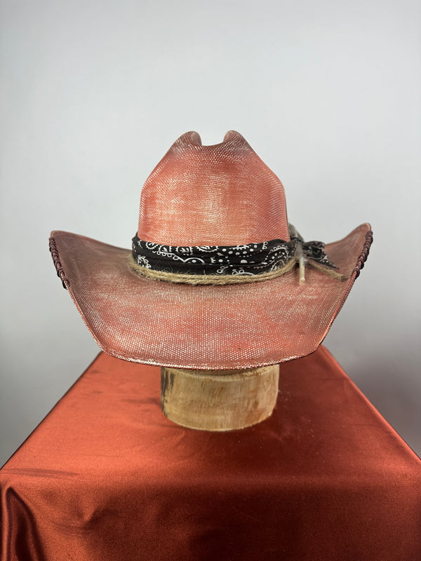 Orange Distressed Straw Western