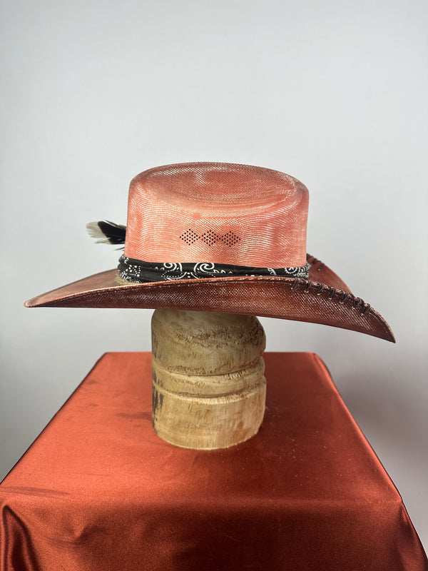 Orange Distressed Straw Western