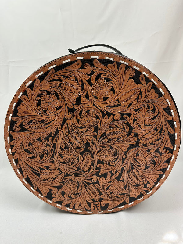 Tooled Leather Hat Case -Black