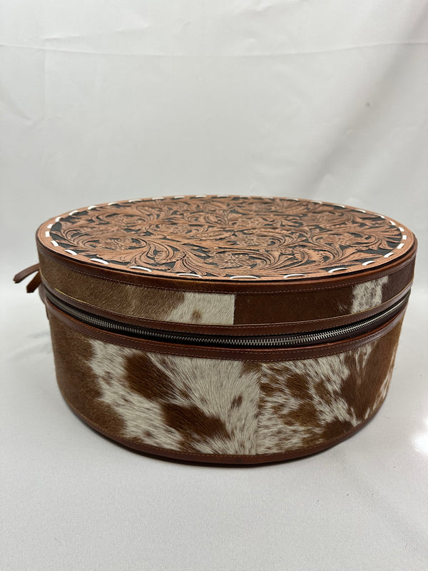 Tooled Leather Hat Case - Light Brown
