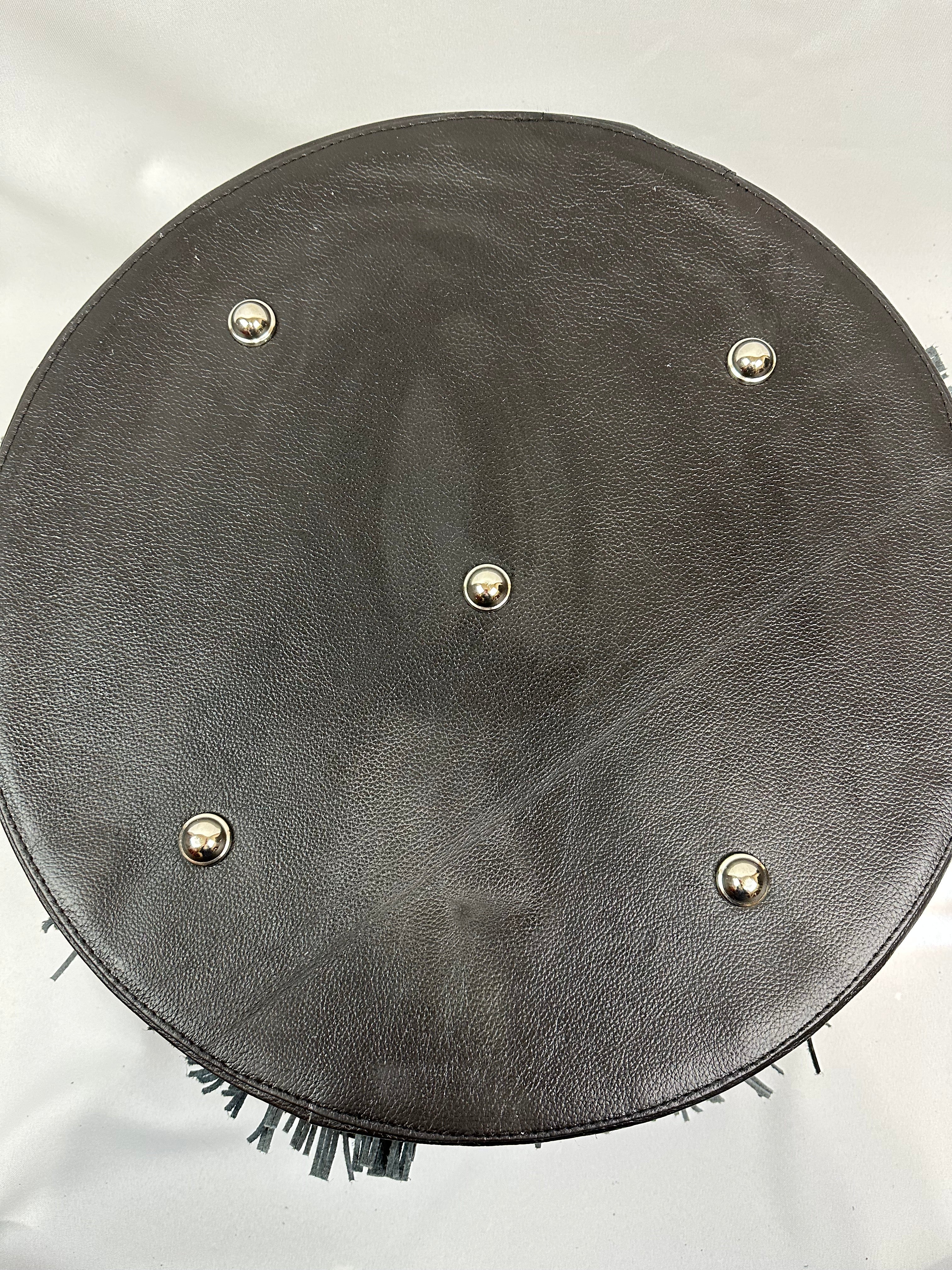 Tooled Leather Hat Case -Black Fringe