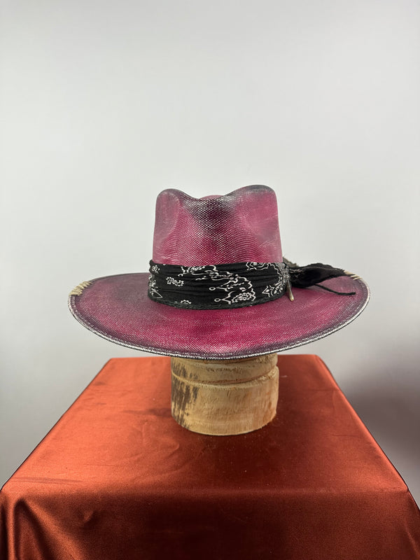 Maroon Straw Hat 7 1/4