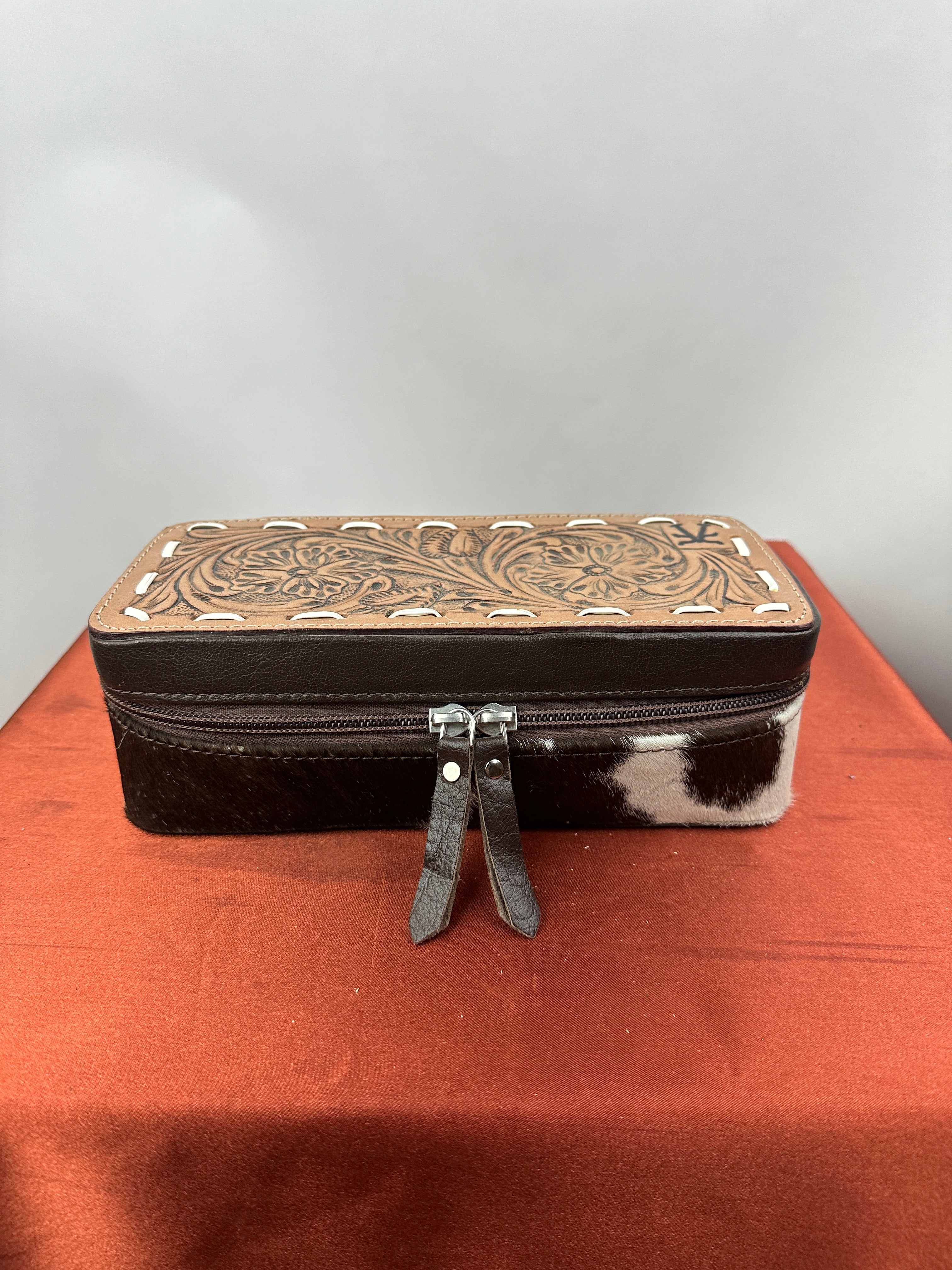 Large Travel Jewelry Case Brown