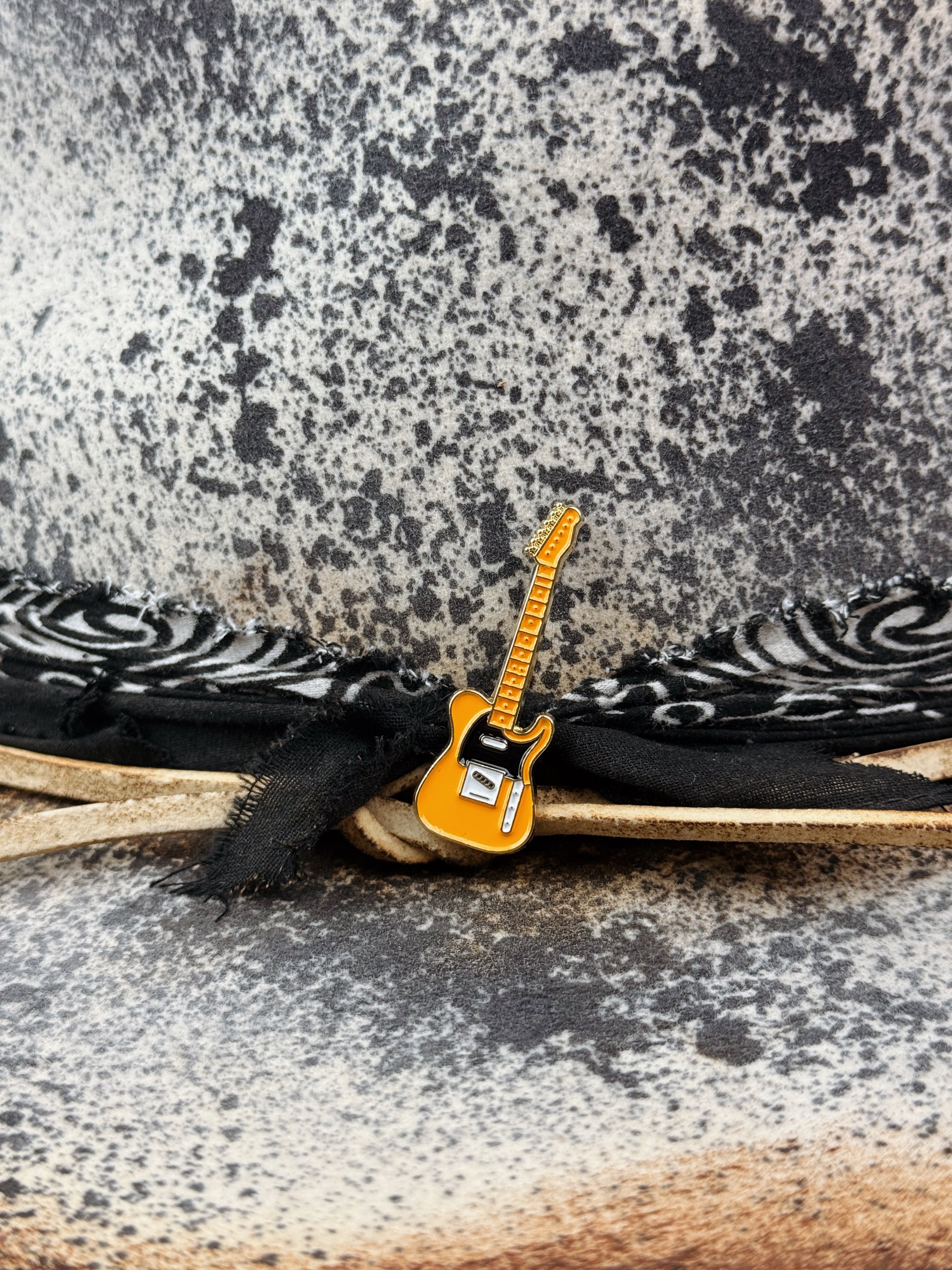 Guitar Hat Pin Yellow