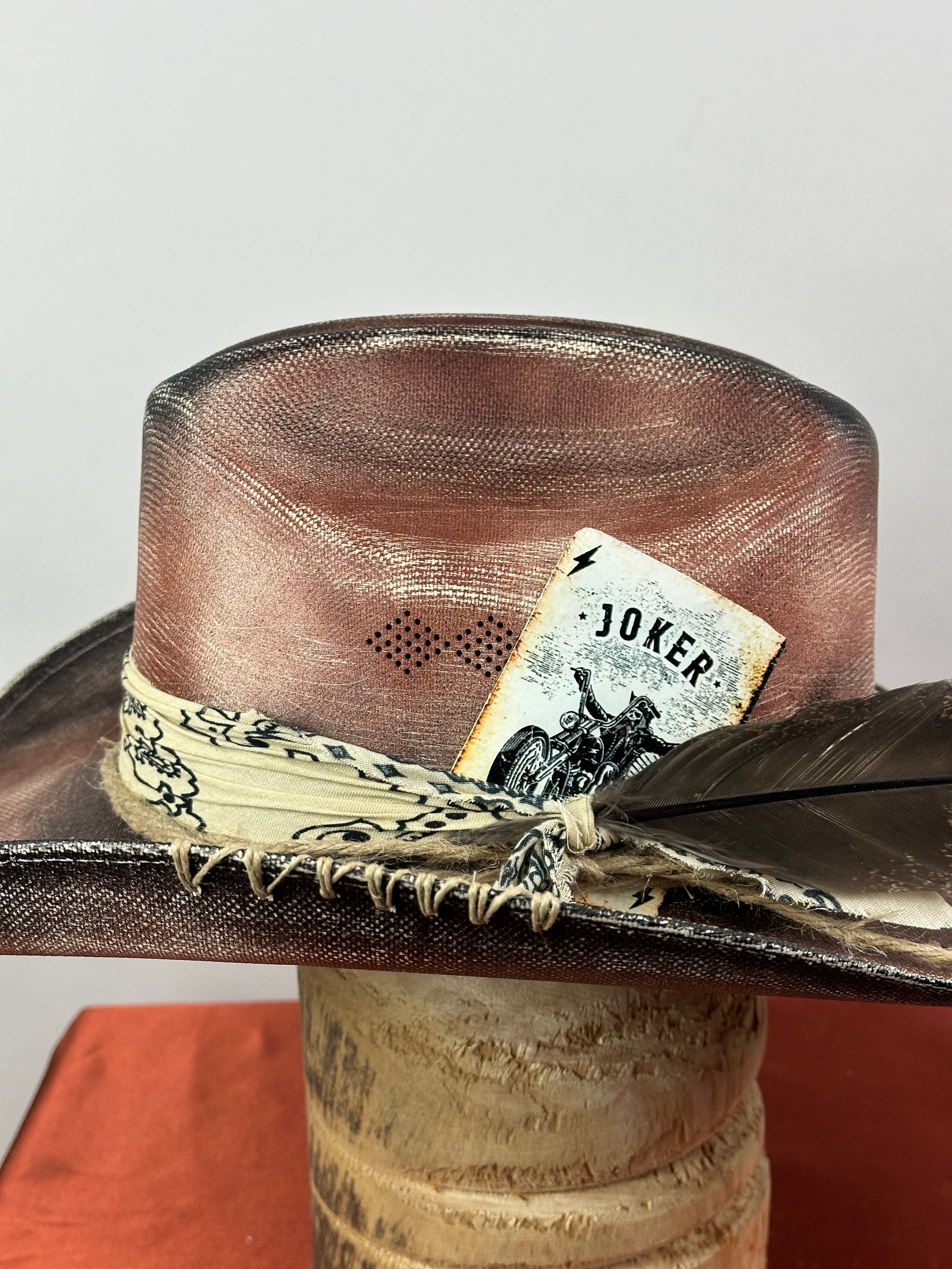 Brown and Black Straw Western 7 5/8
