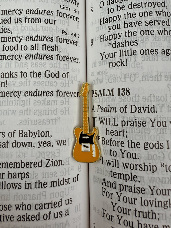 Guitar Hat Pin Yellow