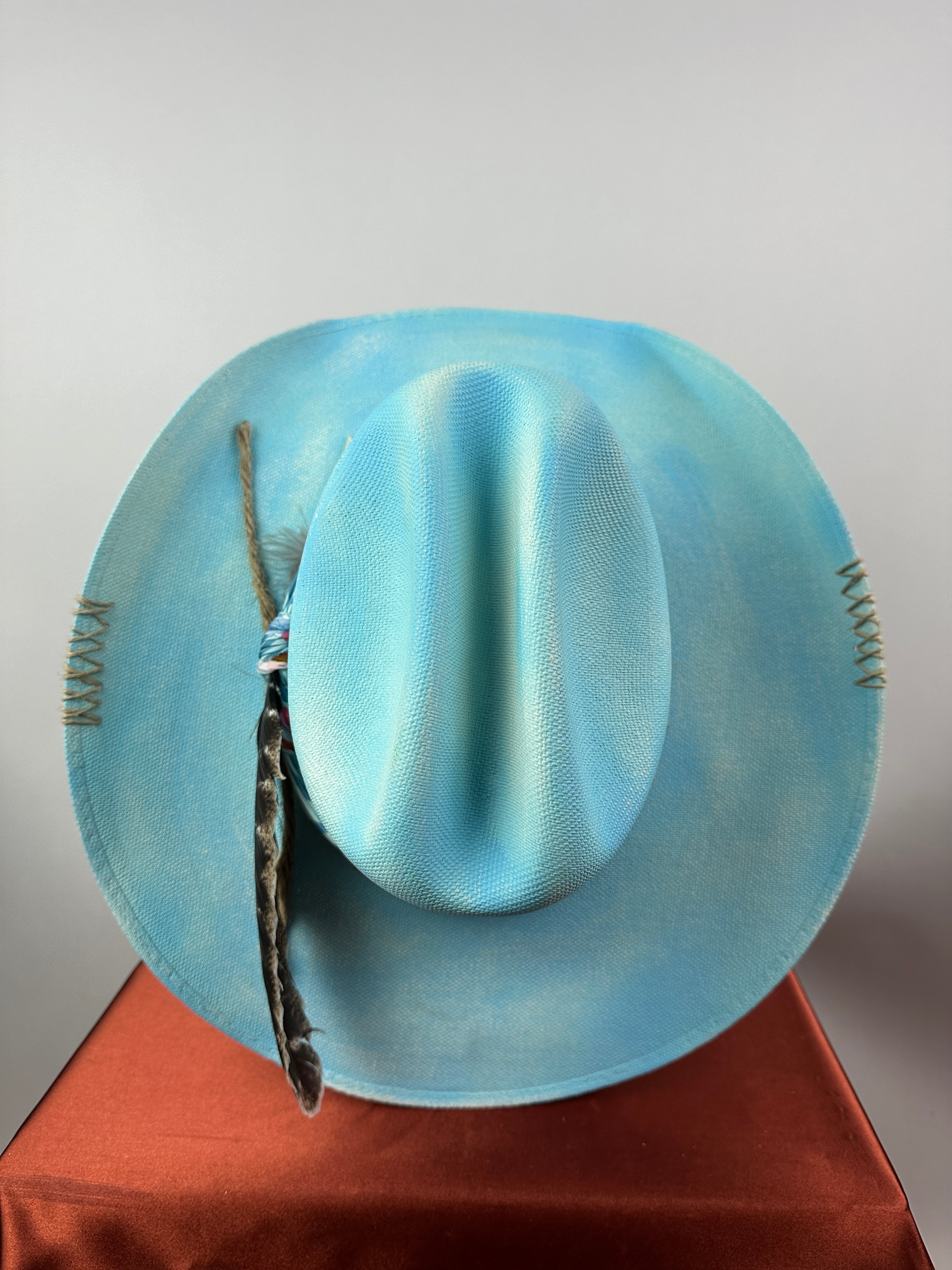 Turquoise Western Straw 7 1/4