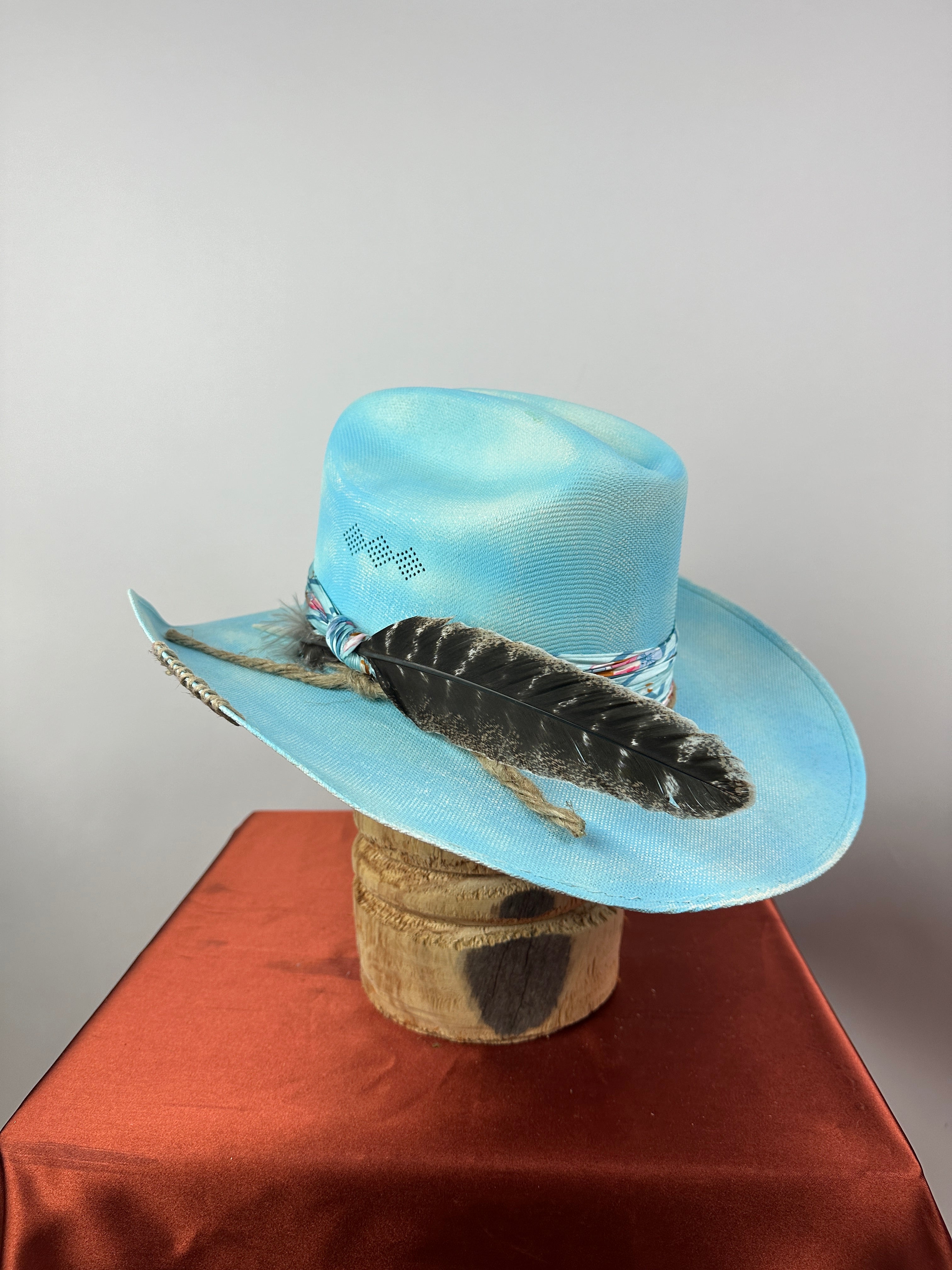 Turquoise Western Straw 7 1/4