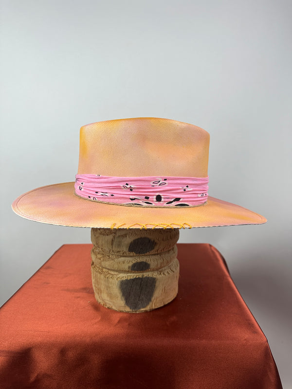 Multi Pink Straw Hat 7 1/4