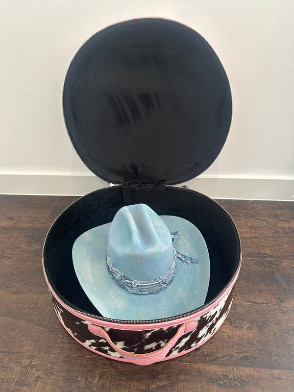 Tooled Leather Hat Case Pink