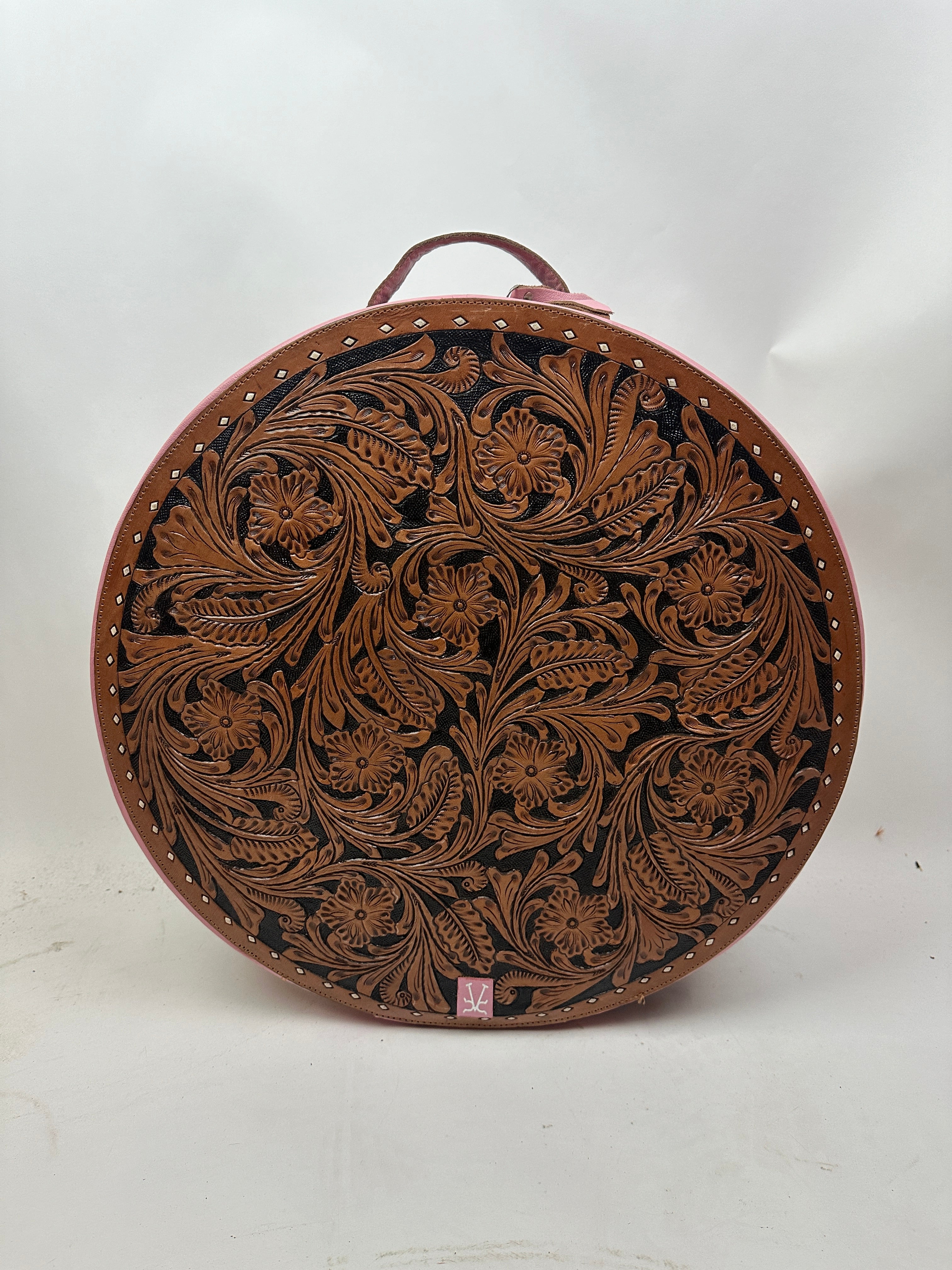 Tooled Leather Hat Case Pink